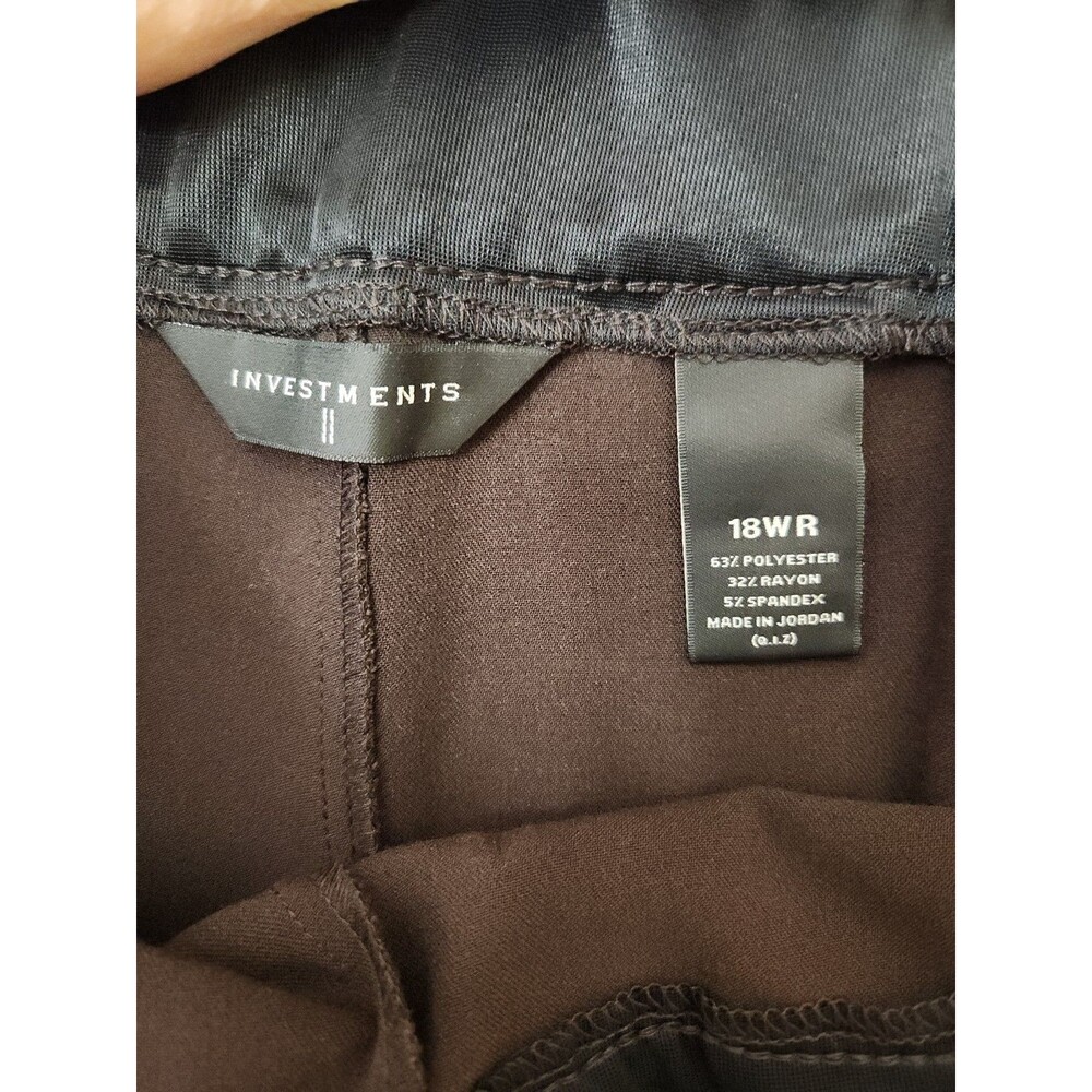 INVESTMENTS Park Ave Fit Dress Pants Womens 18W Brown Secret Support Pull On NEW - Picture 8 of 9